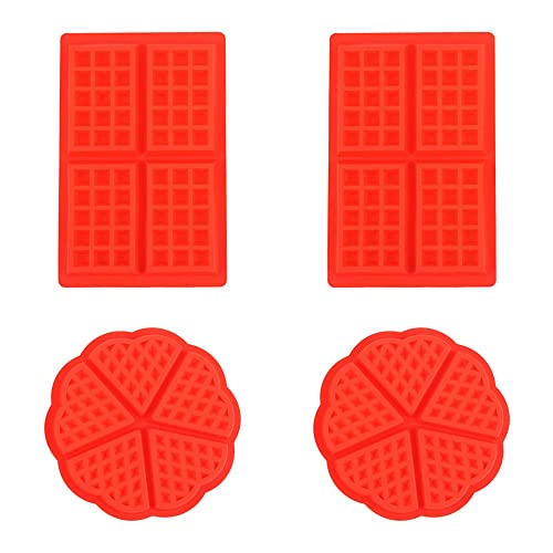 Belvanr Moule Gaufre Silicone 4 Pièces Moule Gaufre au Four Moules à Gaufres en Silicone en Forme de Cœur Moules à Gaufres en Silicone Anti-adhésif Moulle à Gaufre Silicone Bakeware Cover