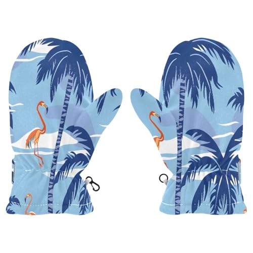 Kid's Winter Gloves Children Warm Gloves Plam Flamingos for Boys Girl Age 2-4 Years