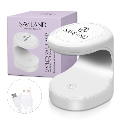 Saviland Mini U V Lampe – 16W U V/LED Nagellampe Nageltrockner Nägel für Gel Nagellack, Poly-Builder-Nagelgel, Klebegel, Nage