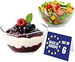 Nordic Schiller Modern Glass Dessert Bowls Set 6, 310 ml, 100% Lead Free Dishwasher Safe Stackable Pudding Bowls, Glass Salad Bowls, Snack & Sauce Dishes, Dessert Dishes