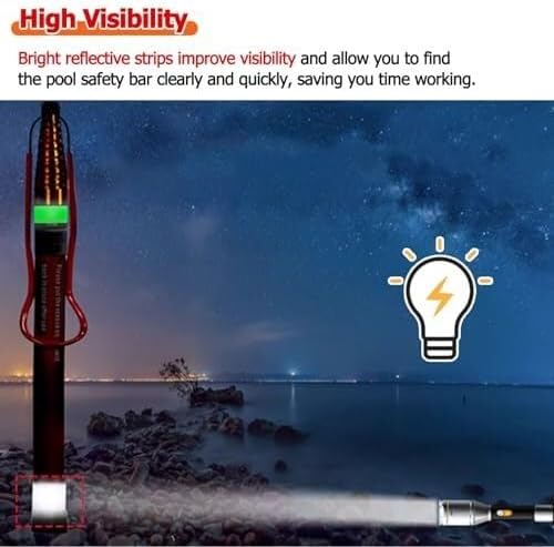 Emergency Telescopic Pool Rescue Hook, 14.8ft Lightweight Fiberglass Safety Tool for Swimming Pools, Water Parks, Beaches, Lakes & Marinas - 1 Pack