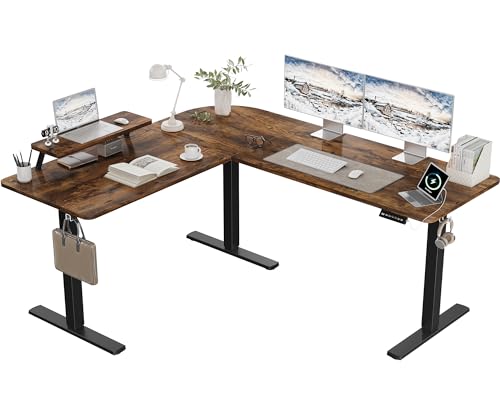 TRIUMPHKEY 160 x 140cm Eckschreibtisch Höhenverstellbar Schreibtisch L Form L-förmiger...