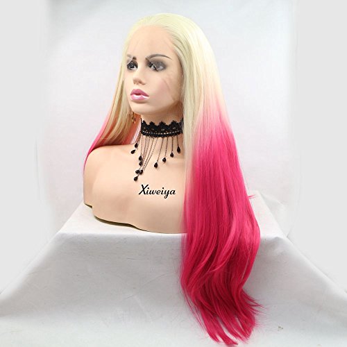 Xiweiya Wigs Long Natural Straight Wig Mermaid Piano Color Blonde Ombre Red Color Synthetic Lace Front Wig Heat Resistant Replacembre for Women Cosplay Makeup (blonde ombre red) - Image 2