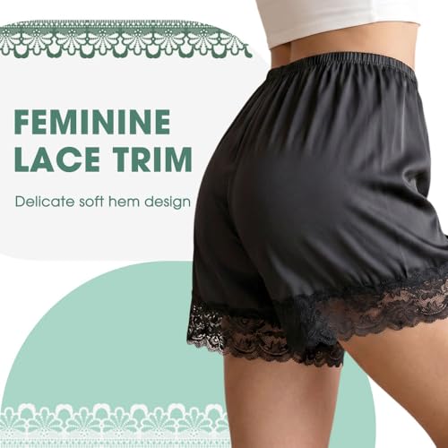 Image of MANCYFIT Satin Bloomers for Women, Lace Hem Slip Shorts