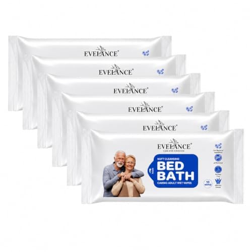Bed Bath Wipes, Adult Wet Wipes, 60 Wipes, Anti-Bacterial, Ready to Use Cleansing Towels, Refreshing Sponge Bath Towel, For Men & Women, Pack of 6 (10 Wipes Each)-image-22
