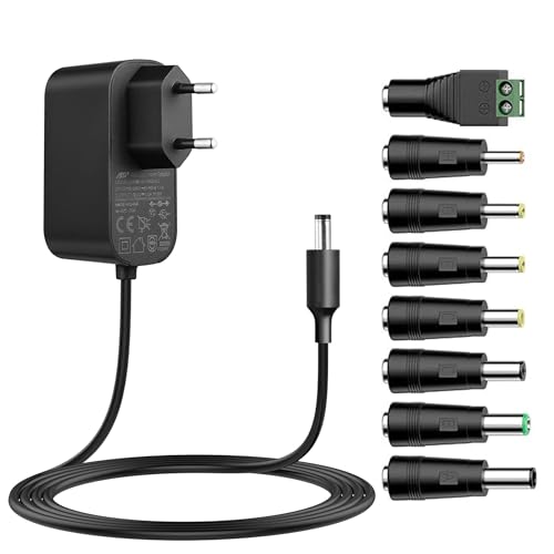 Tonton 12V 3A Alimentation Universelle, 12V 1A 2A 3A Alimentation avec 8 Prises DC pour Bande LED, Haut-parleurs, routeur, caméra, Lecteur DVD, Disque Dur Externe...