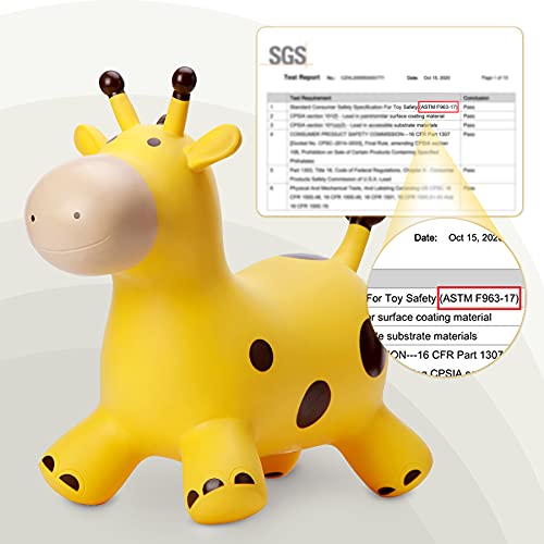 Babe Fairy Giraffe Bouncy Horse Hopper For Toddlers-Jumping Horse Bouncy Buddies-Inflatable Bouncy Animals Hopping Toys Gifts For Boys Girls 18 Months 2 3 4 5 6 #TOP4