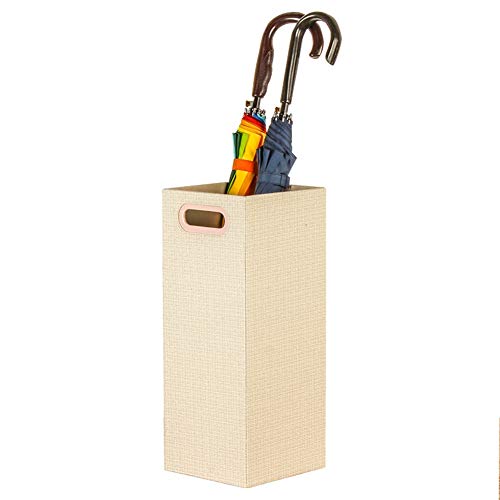 Seau à parapluie compact carré en cuir synthétique noir 50cm de hauteur