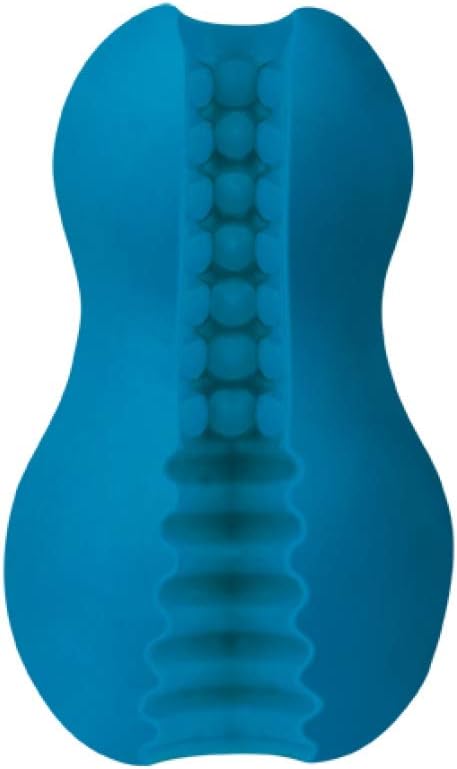Doc Johnson Mood - Exciter - ULTRASKYN - Dual Texture Stroker - Narrow Side Has Massage Beads, Wide Side Has Thick Ribbing - Discrete - Male Masturbator - Blue