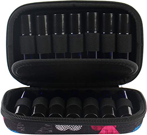 Essential Oil Carrying Case Premium Hard Shell Protection For Up To 14 Bottles – Perfect For Roller And Standard Bottles 5Ml To 10Ml – Great For Travel (Black Hearts) #TOP3