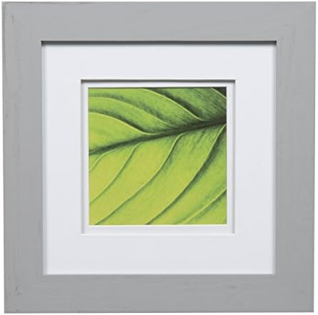 Gallery Solutions 8x8 Flat Grey Tabletop or Wall Frame with Double White Mat for 5x5 Picture