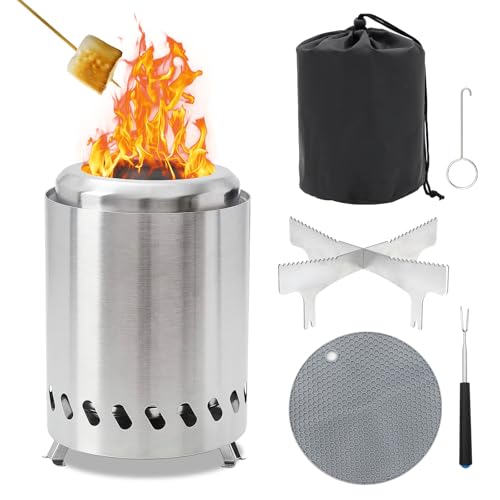 Portable Table Top Fire Pit, Smokeless Firepit Stainless Steel, with Travel Bag, Small Fire Pit for Camping, Outdoor & Patio