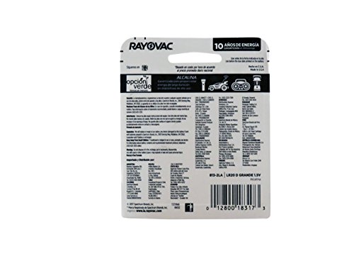 Rayovac D Alkaline Batteries, 813-2F, 2 Pack #TOP2