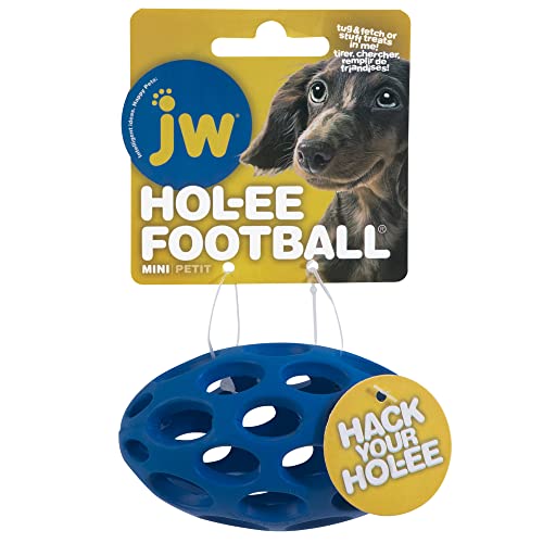 JW Hol-ee Roller American Football Shaped Durable Rubber Dog Toy, Chew Treat Dispensing Ball - Mini,XS