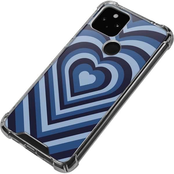 Skinit Clear Phone Case Compatible with Google Pixel 4a 5G - Blue Heart Pattern Design