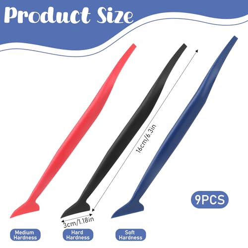 Image of 9 Pcs Car Micro Squeegee Curves Slot Tint Tool Set, Vinyl Wrap Tools, Vinyl Wrap Squeegee Car Wrap Tools with Different Hardness for Installing Vehicle Wraps and Auto Stickers Car Wrap Tools