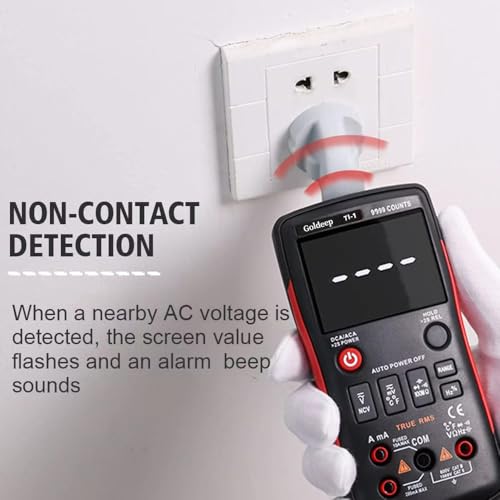 Image of 240 * 240 Resolution with 9999 Counts Multimeter, Professional Digital Multimeter for Home Inspection & Outdoor Use，-4F to 1832F Temp Range（Blackish red）