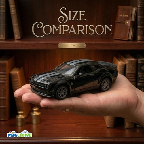 Image of 1:36 Scale Die-cast Model for Dodge Challenger SRT (Black) | Metal body, Openable Doors, Lights, Engine Sound, 1:36 Scale, Birthday Gift For Boys and Kids