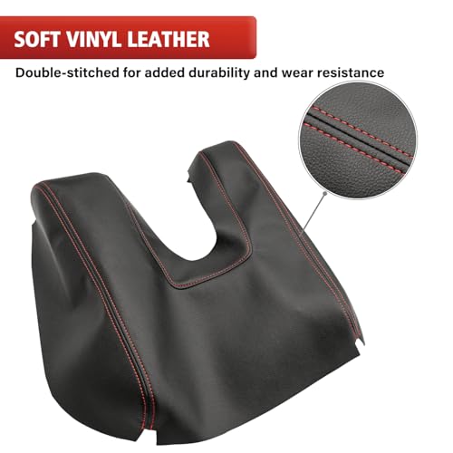 KBH Car Center Console Cover Replacement for Toyota Tundra 2014 2015 2016 2017 2018 2019 2020 2021, Vinyl Leather Armrest Uhpholstery, Anti-Scratch, Black-red Stitch (Leather Part Only) by KBH - Used condition - Image 2
