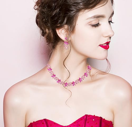 Elegant Butterfly Crystal Wedding Jewelry Sets for Women Brides Bridal Choker Necklace Earrings Bracelet Prom Formal Costume Accessories2