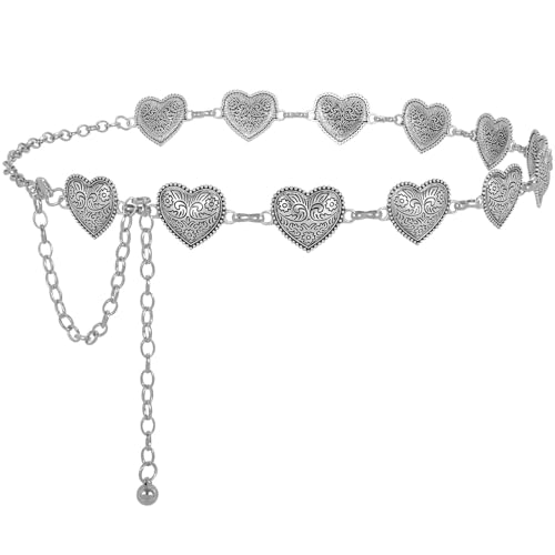 Chain Belt Concho Belts for Women, Silver Chain Belts for Women Western Waist Chain Belt for Dresses Jeans