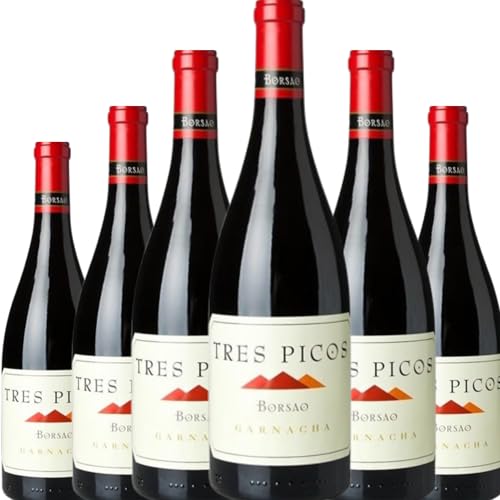 Borsao Tres Picos vino tinto crianza elaborado con Garnacha de España, 15% Vol., con aromas intensos, cuerpo equilibrado y notas frutales y especiadas.| 6 botellas