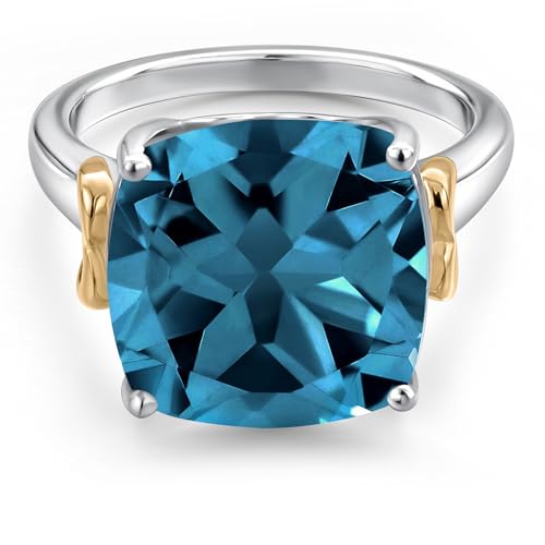 Gem Stone King 5-8 Cttw Gemstone Birthstone Solitaire Engagement Ring | 12MM Cushion Cut | 925 Sterling Silver and 10K Yellow Gold | Wedding Engagement Anniversary Promise Ring For Women3