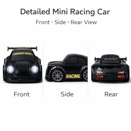 Image of Remote Control Racing Car for Kids | Mini RC Drift with LED Lights | 3 Mode Smart RC - Remote Control, Follow & Escape Mode (3+ Years) (Black Escape Car)