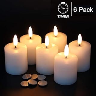 Eldnacele White Flameless Pillar Candle Flickering with Remote Timer, Real Wax 3D Wick Battery Operated LED Candles Pack of 3 for Wedding Party Halloween Christmas Home Decoration