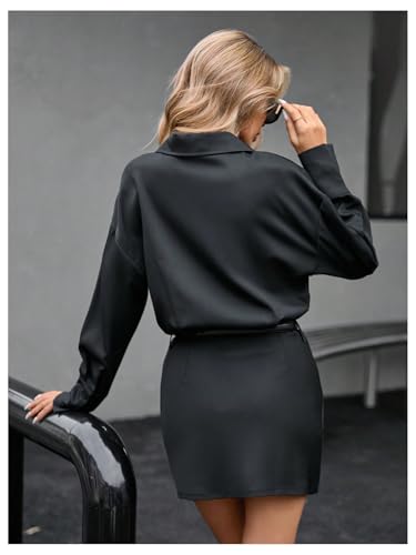 SOLY HUX Women's Button Down Belted Bodycon Dress Long Sleeve Blazer Dress Elegant Business Mini Dresses2