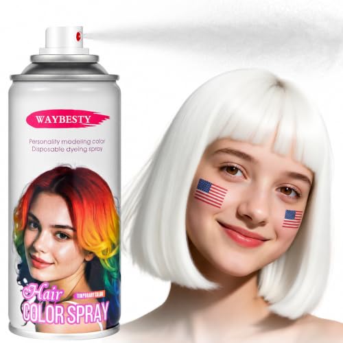 White Hair Spray Color Temporary for Kids Washable White Hair Spray for Women Man One-Day Hair Color Wax Day for 100th School Hair DIY for Cosplay Christmas Party 120ml