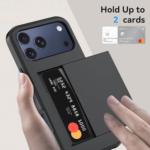 Qinmay Compatible with iPhone 17 Pro Max Case Wallet,Built-in Card Holder, Heavy Duty Protective Dual Layer Shockproof Hidden Card Slot Slim Wallet Phone Cover for iPhone 17 Pro Max,Black - 2
