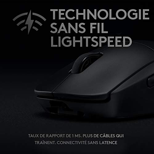 Logitech G PRO Souris Gamer sans fil, Capteur Gaming HERO 16K, 16000 PPP, RVB, Ultra-Léger, 4 à 8 Boutons Programmables, Batterie Longue Durée, Mémoire Intégrée, PC/Mac -Version Allemande - Noire