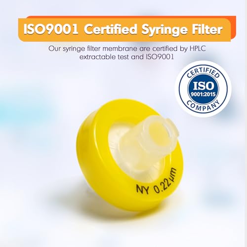 Image of PEKYBIO Syringe Filter Nylon Hydrophilic Filtration 0.22μm Pore Size, 13mm Membrane Diameter for Lab, Pack of 100, Non-Sterilized