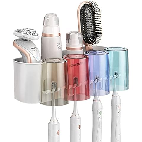 AXYWINBO Zahnbürstenhalter Wand Zahnputzbecher Kunststoff Set Becher und Zahnbürstenhalter Multifunktionaler Platzsparender Zahnputzbecher Elektrische Zahnbürste Cover