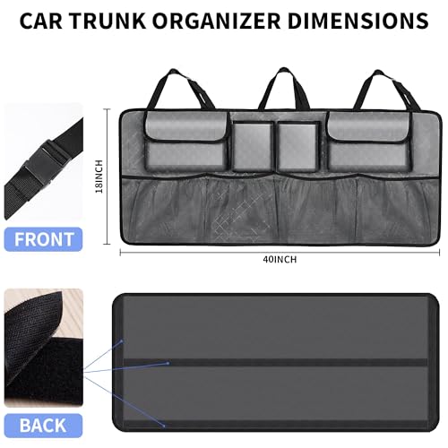 Image of Car Trunk Organizer and Storage, Large Capacity Backseat Hanging Storage Accessories, Backseat Car Organizer for SUV /MPV /Truck (Grey)