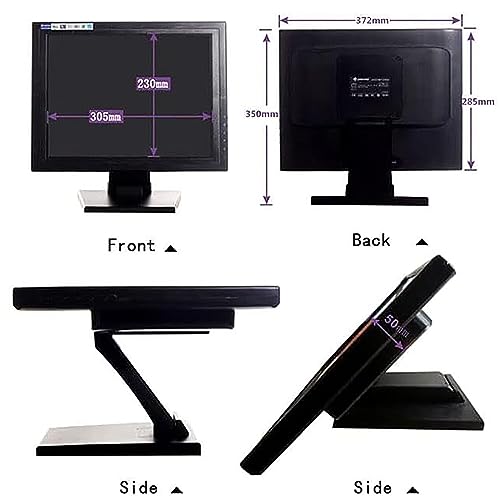 Image of Multi-Touch Monitor, 15-Inch Capacitive Touchscreen Monitor with VGA and HDMI Port, 1024 * 768 Resolution and Adjustable Base Angle, for Cashier, Restaurant Ordering, Warehouse, Retail, Gym