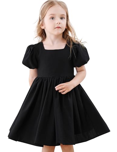 Tutu.kk Toddler Girls Casual Dress Puff Sleeve A-Line Swing Flared Party Birthday Formal Dresses 2-8 Years