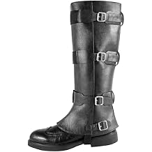 Degpum Pirate Costume Boot Covers Medieval Boot Cover Adjustable PU Leather Steampunk Viking Jedi Renaissance Boot Covers Halloween Pirate Cosplay Costume Accessary for Men Women