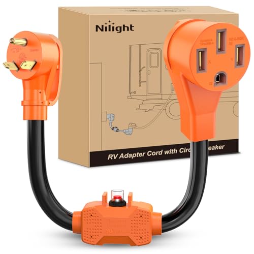 Nilight RV Power Adapter Cord with Circuit Breaker Overload Protector