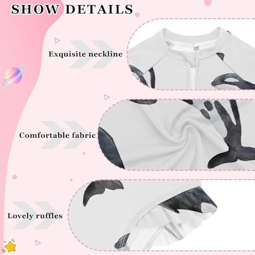Image of Baby Girl Bathing Suit Long Sleeve UPF 50+ One Piece Toddler Swimsuit