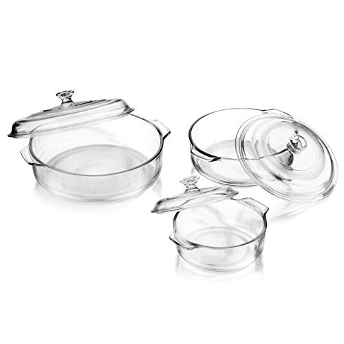 Libbey 56030 Baker'S Basics 3-Piece Covered Casserole Dishes, Versatile Glass Baking Dishes For Oven, Clear Lead-Free Casserole Cookware thumb #3