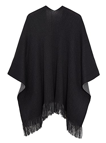 Urban CoCo Women's Winter Vintage Poncho Capes Tassel Blanket Shawl Wrap Cardigan Coat2