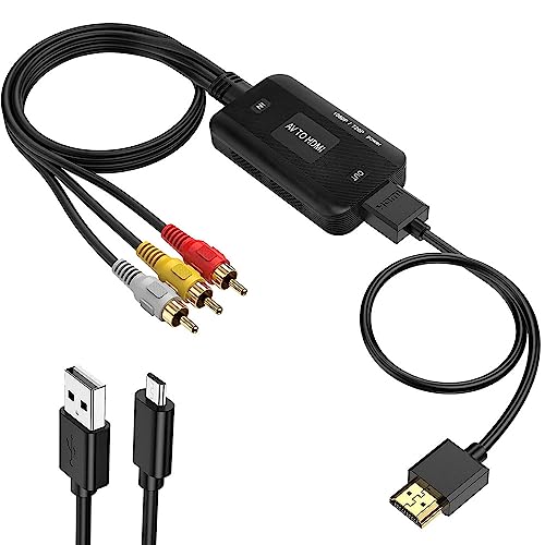 Satohom HDMI a AV Adaptador Convertidor Audio y Video HDMI Rojo Amarillo y Blanco Loto Adaptador RCA Entrada HDMI Salida 1080P con Cable Transformar Señal Adaptador Soporte para Laptop DVD (Hombre)