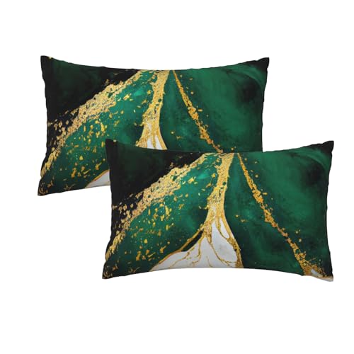 Emerald Green and Gold Marble Throw Pillow Cover Pillow Covers
