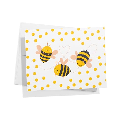Image of Twigs Paper - Assorted Bumble Bee Greeting Cards - Stationery Cards with Envelopes - Thank You Card - Blank Note Cards - Greeting Cards for All Occasions - Made in USA (5.5 x 4.25, Set of 12)
