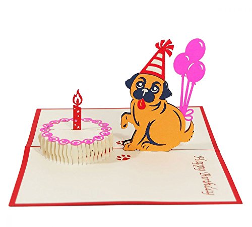 Happy Birthday Mops - 3D Karte/Pop-Up/Klappkarte - Geburtstagskarte, Grußkarte, Glückwunschkarte, Geschenkkarte zum Geburtstag mit Hund Happy Birthday Mops - 3D Karte/Pop-Up/Klappkarte - Geburtstagskarte, Grußkarte, Glückwunschkarte, Geschenkkarte zum Geburtstag mit Hund
