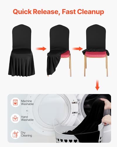 Image of VEVOR Chair Covers, Polyester Spandex Chair Cover, Stretch Slipcovers for Wedding Party Dining Banquet Flat-Front Chair Covers (Black-d, 30PCS)