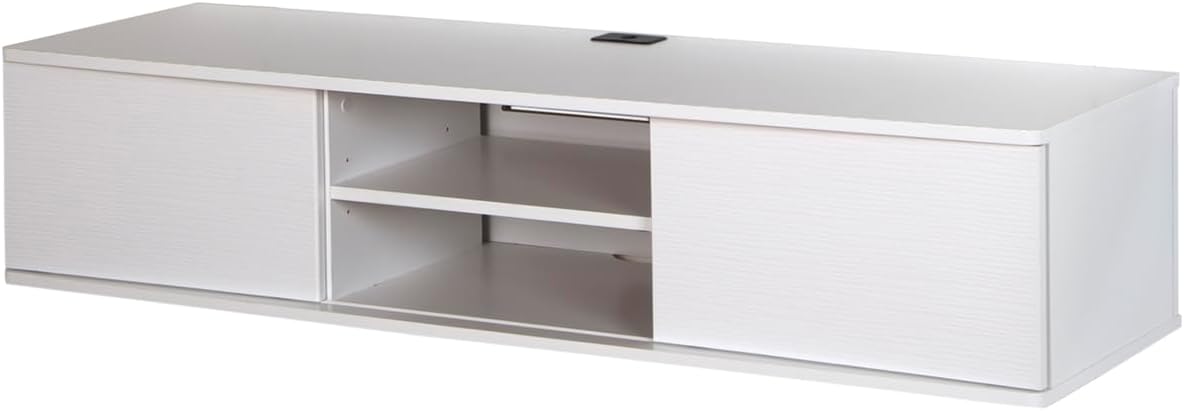 South Shore Floating Wall Mounted Media Console, Pure White, 56",