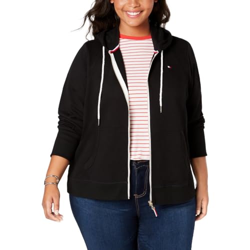 Tommy Hilfiger Damen Zip-up Hoodie-Klassisches Sweatshirt Kordelzug und Kapuze Kapuzenpullover, Schwarz, M (7er Pack)